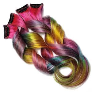 Double Drawn Remy Clip in Human Hair Extensions Crystalized Colorful Pink Purple